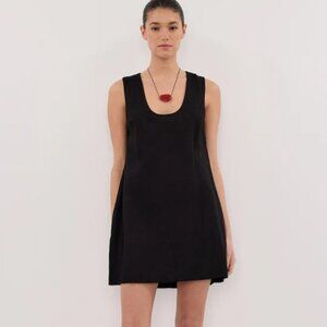 New DISSH LOTUS BLACK LINEN MINI DRESS